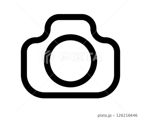 Bold black outline camera icon. Simple, minimalist design perfect for websites, apps, and presentations. Versatile graphic for photography, technology, or media concepts. Bold black outline camera icon. Simple, minimalist design perfect for websites, apps, and presentations. Versatile graphic for photography, technology, or media concepts. 126216646