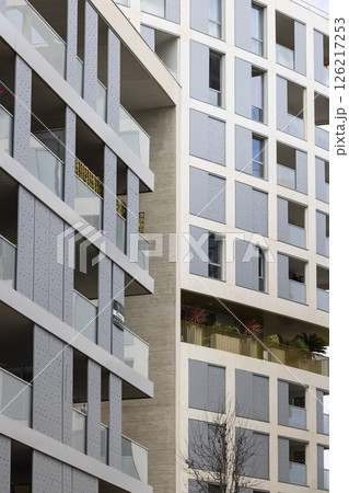 Modern apartment buildings with balconies and shutters in Montpellier, France 126217253