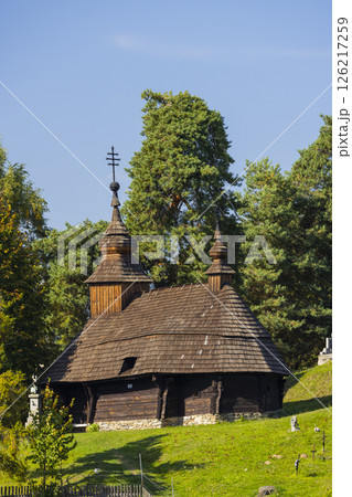 Wooden Church of St. Michael the Archangel standing in Inovce, Slovakia 126217259