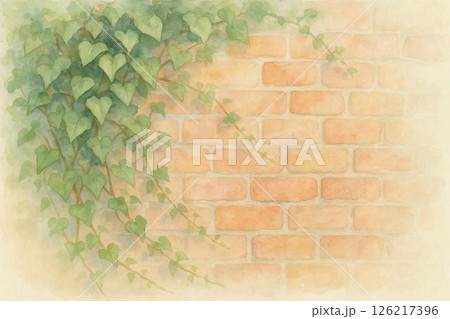 煉瓦壁・蔦・水彩画 126217396