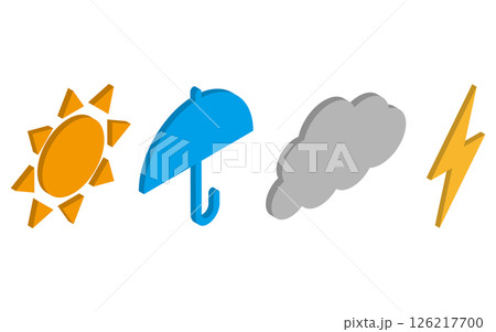 アイソメトリック風の天気のマーク アイソメトリック風の天気のマーク 126217700