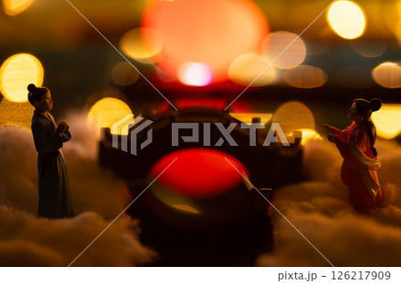 QiXi Festival Chinese Valentine's Day with Magpie Bridge Symbolism. Qi Xi QiXi Festival Chinese Valentine's Day with Magpie Bridge Symbolism. Qi Xi 126217909