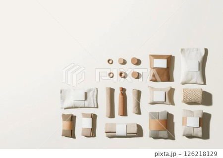 エシカル雑貨（エコ、リユース、サステナブル、エシカル消費、白背景） 126218129