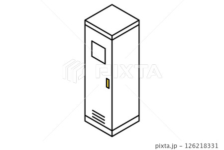 荷物や掃除用具用のロッカー、シンプルでかわいいアイソメトリック線画イラスト 荷物や掃除用具用のロッカー、シンプルでかわいいアイソメトリック線画イラスト 126218331