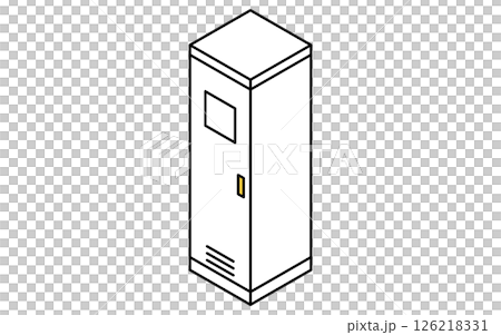 Lockers for luggage and cleaning supplies, simple and cute isometric line art illustration 126218331
