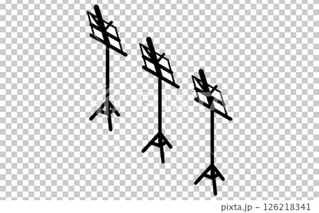 三個排成一排的樂譜架的簡單可愛的等距線描插圖 126218341