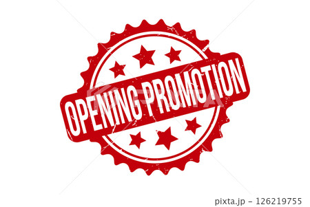 Opening Promotion Rubber Stamp Seal Vector Opening Promotion Rubber Stamp Seal Vector 126219755