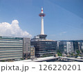 京都のランドマークの京都タワーと秋晴れの空 126220201