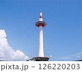 京都のランドマークの京都タワーと秋晴れの空 126220203