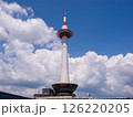 京都のランドマークの京都タワーと秋晴れの空 126220205