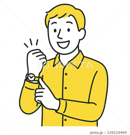 腕時計をつけて喜ぶ男性 126220409