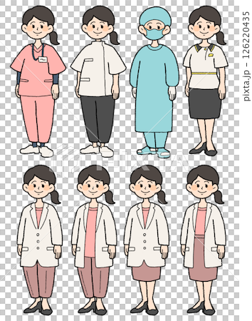 為女性醫護人員準備的各種服裝 126220435