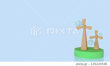 The Windmill and cloud for eco energy  concept 3d Rendering. 126220586