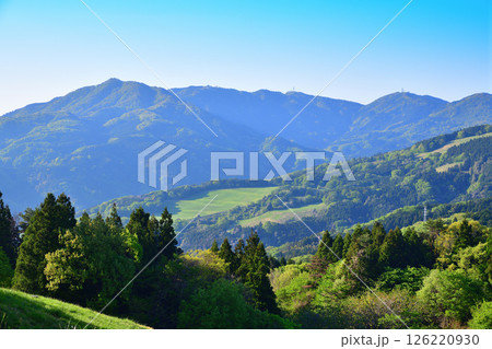 秩父高原牧場から清々しい山並の眺め　東秩父村 126220930