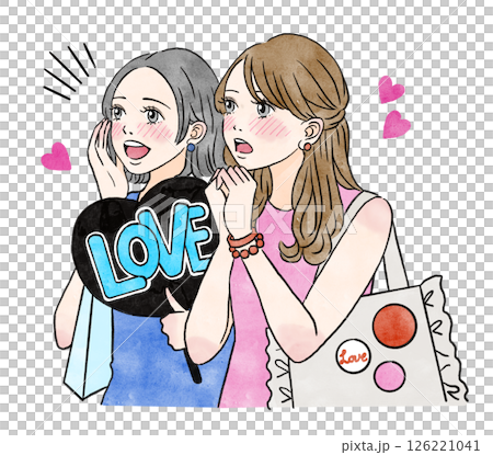 粉紅色和藍色的插圖描繪了一個女孩在做她最喜歡的偶像活動 126221041
