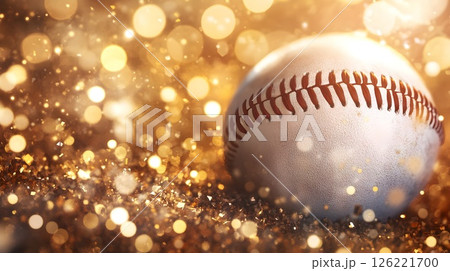 Baseball in a Shower of Golden Lights, A Sparkling Sporting Image 126221700