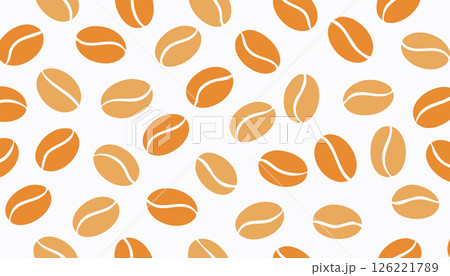 A soft and colorful flat pattern of coffee beans. Playful tone with repeat layout perfect for branding, wrapping, or cafe menu backgrounds. A soft and colorful flat pattern of coffee beans. Playful tone with repeat layout perfect for branding, wrapping, or cafe menu backgrounds. 126221789