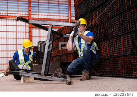 Accidents people at work in industrial plant operations. safety first aid emergency. 126222675