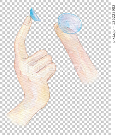 水彩イラスト　コンタクトレンズ　装着 126222982