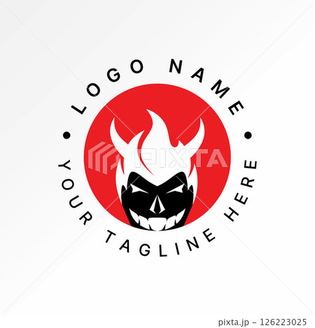 Logo design graphic concept creative premium vector stock image top sell head horned devil demon satanic face lucifer skull horror symbol gothic scary 126223025