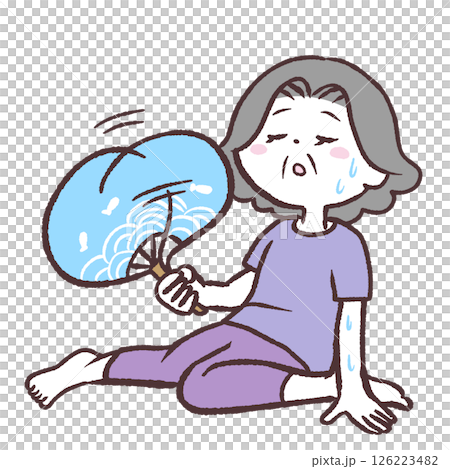 うちわであおぐシニア女性イラスト 126223482