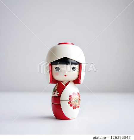 かわいい日本のこけし。日本の伝統的な木製人形で、東北地方の伝統工芸品として知られています。 126223847