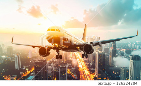 離陸する旅客機 126224284