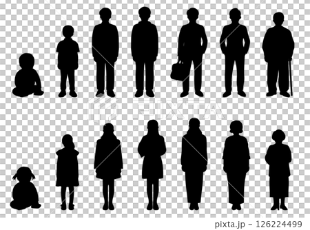 男女の人生の段階を描いたシルエットセット 126224499