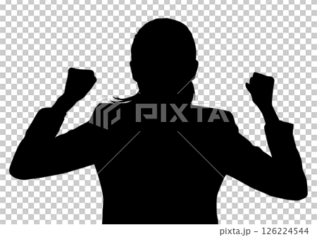 一名女子舉起拳頭的剪影 126224544