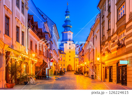 Bratislava, Slovakia. Street in the Old Town leading to Michael Gate tower. 126224615
