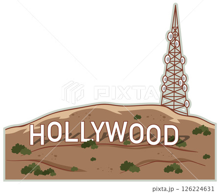 Iconic Hollywood Hills with Communication Tower 126224631