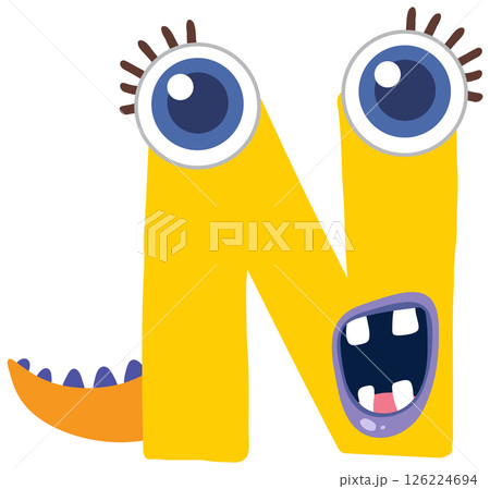 Playful Monster Alphabet Letter N Illustration 126224694