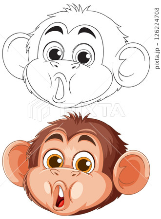 Playful Monkey Face Vector Illustration Playful Monkey Face Vector Illustration 126224708