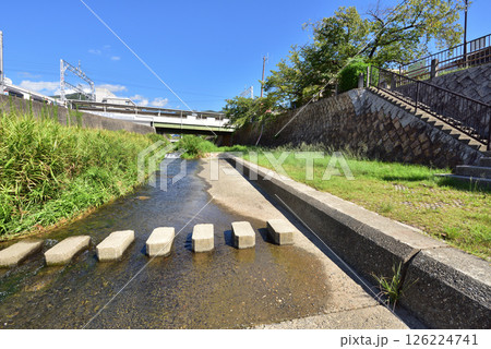 阪急芦屋川駅近くの飛石 芦屋川 飛び石 芦屋川風景 阪急芦屋川駅近くの飛石 芦屋川 飛び石 芦屋川風景 126224741