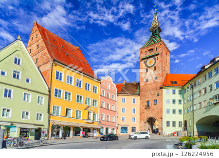 Bavaria. Germany. Landsberg am Lech - beautiful old town over river Lech, travel on Romantic Road. 126224956