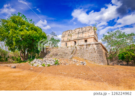 Chichen Itza, Mexico. The temple of the Deer, ancient Mayan Civilization ruins in Yucatan Peninsula. Chichen Itza, Mexico. The temple of the Deer, ancient Mayan Civilization ruins in Yucatan Peninsula. 126224962