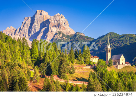 Dolomites Alps, Italy. Colle Santa Lucia, Mount Pelmo landscape of South Tyrol region. Dolomites Alps, Italy. Colle Santa Lucia, Mount Pelmo landscape of South Tyrol region. 126224974