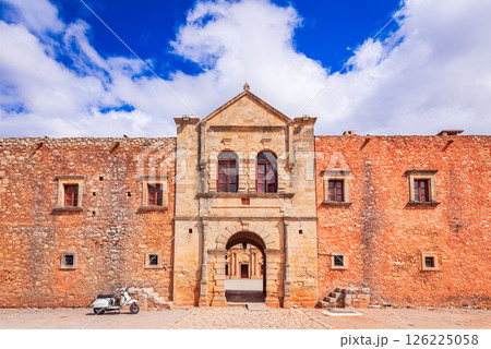 Arkadi, Greece. Monastery in Crete, Venetian architecture, Greece travel landmark. 126225058
