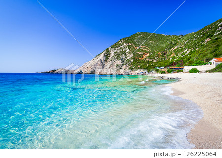 Kefalonia, Greece. Petani Beach, beautiful Greek Islands and Ionian Sea. 126225064
