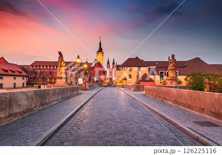 Wurzburg, Germany. Alte Mainbrucke - Romantic Road in Bavaria, Franconia. Wurzburg, Germany. Alte Mainbrucke - Romantic Road in Bavaria, Franconia. 126225116
