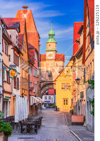 Rothenburg ob der Tauber, Germany. Markusturm and old downtown - Franconia historical region in Bavaria 126225119