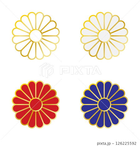 菊模様の和柄イラストセット 126225592