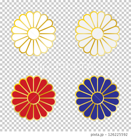 菊模様の和柄イラストセット 126225592