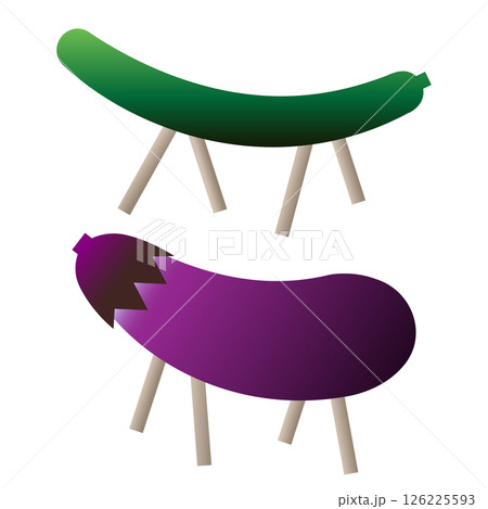 精霊馬と精霊牛のイラストセット 126225593