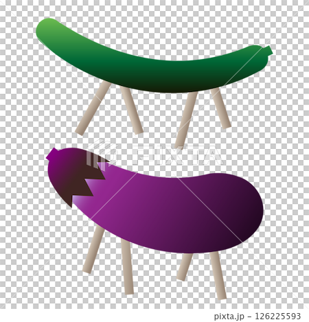 精霊馬と精霊牛のイラストセット 126225593