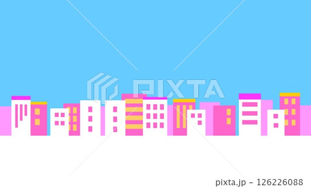 街並み　ホワイトスペース　ピンク　オレンジ色　青空 126226088