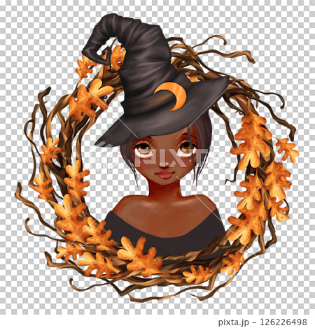 Halloween Cute Girl Witch Illustration on white background Halloween Cute Girl Witch Illustration on white background 126226498