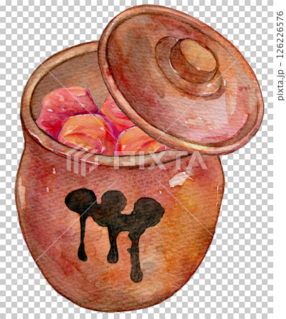Watercolor illustration: Umeboshi jar 126226576