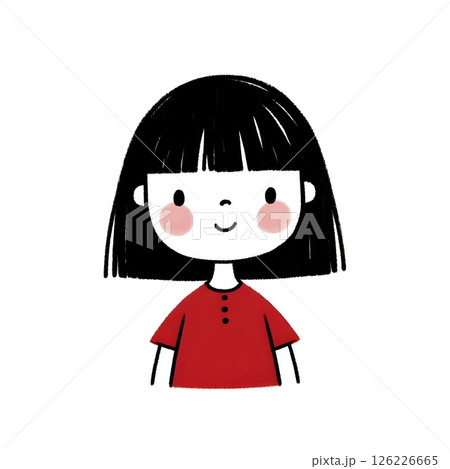 The girl is drawn in a simple, whimsical style. The girl is drawn in a simple, whimsical style. 126226665
