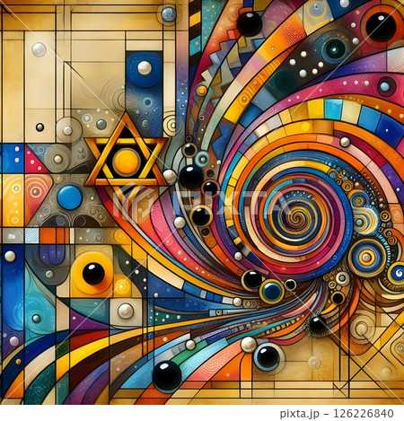 An hyper realistic image of colorful geometric shapes. An hyper realistic image of colorful geometric shapes. 126226840